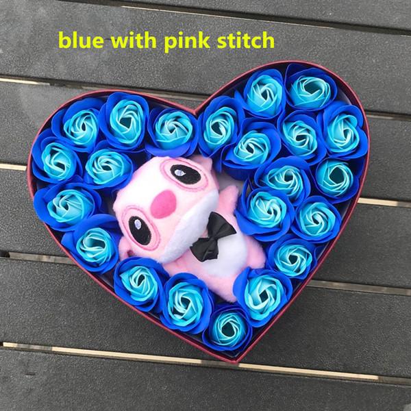 Artificial soap flowers plush Lilo stitch toys case Valentine Day rose love ideas gift box set for i love my girlfriend women