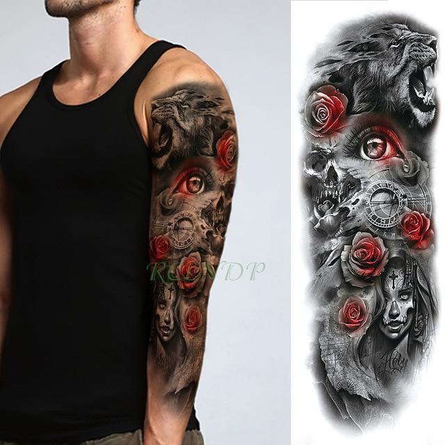 Waterproof Temporary Tattoo Sticker Angel wing tiger flower full arm large size fake tatto flash tatoo sleeve tato for men women