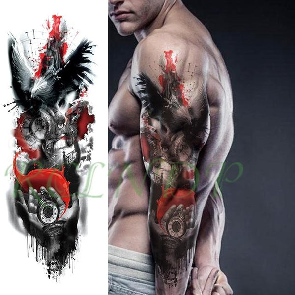 Waterproof Temporary Tattoo Sticker Angel wing tiger flower full arm large size fake tatto flash tatoo sleeve tato for men women