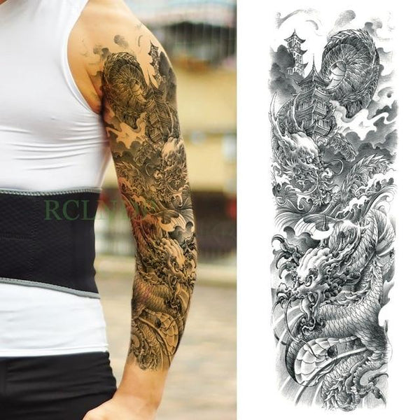 Waterproof Temporary Tattoo Sticker Angel wing tiger flower full arm large size fake tatto flash tatoo sleeve tato for men women