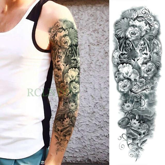 Waterproof Temporary Tattoo Sticker Angel wing tiger flower full arm large size fake tatto flash tatoo sleeve tato for men women