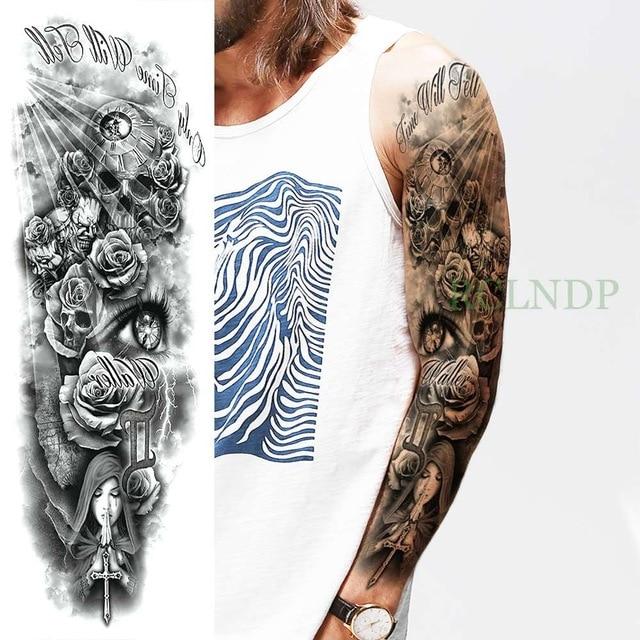 Waterproof Temporary Tattoo Sticker Angel wing tiger flower full arm large size fake tatto flash tatoo sleeve tato for men women