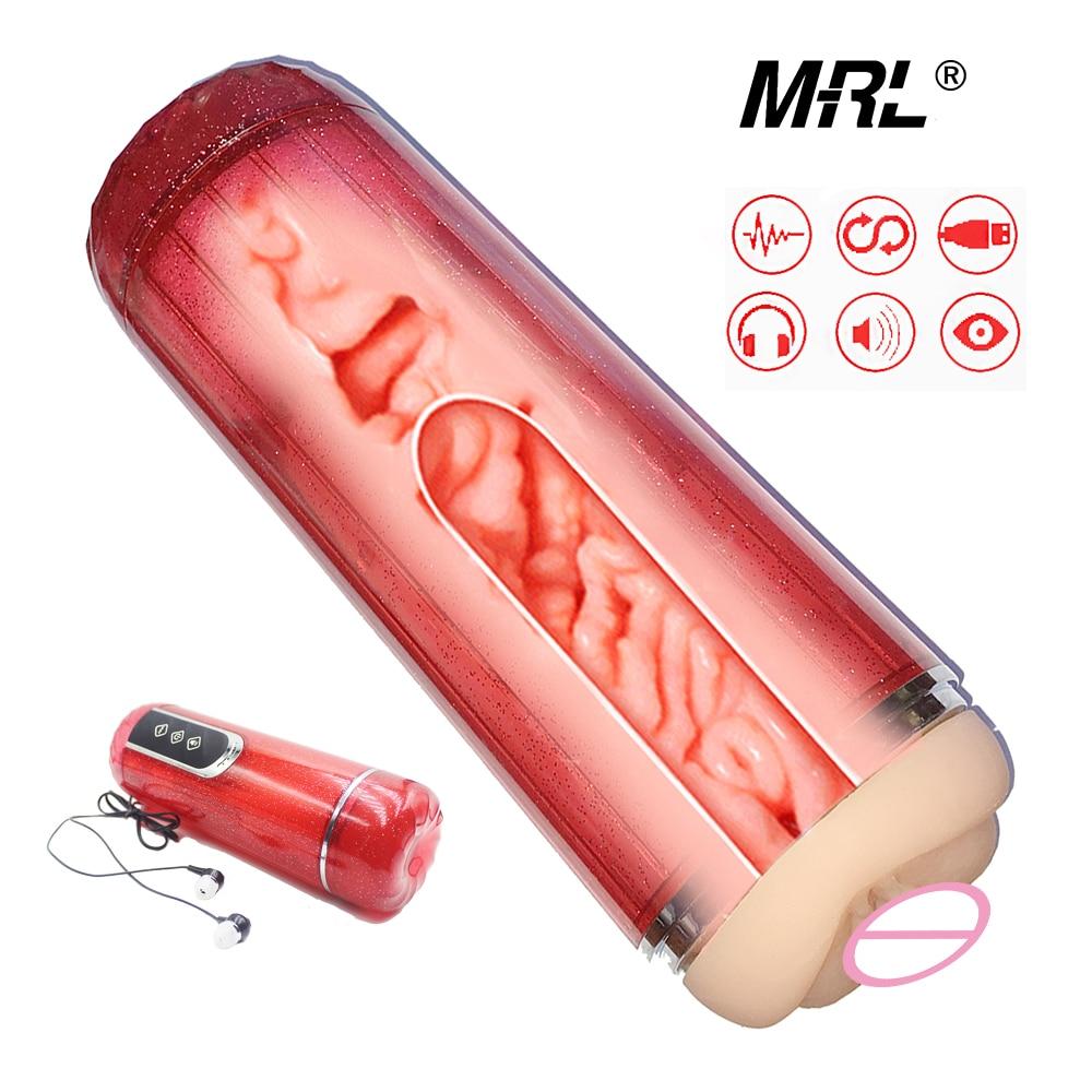 Sex Shop Big Vagina Pussy Male Masturbator Voice Earphone Sex Toys For Adults Men Male Masturbator Hands Free Artificial Vagina