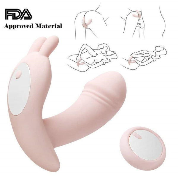 Wearable Invisible Butterfly Dildo Butt Plug Sex Toys for Adults Vibrators for Women Vagina Anal Penis Pump Masturbator Pink