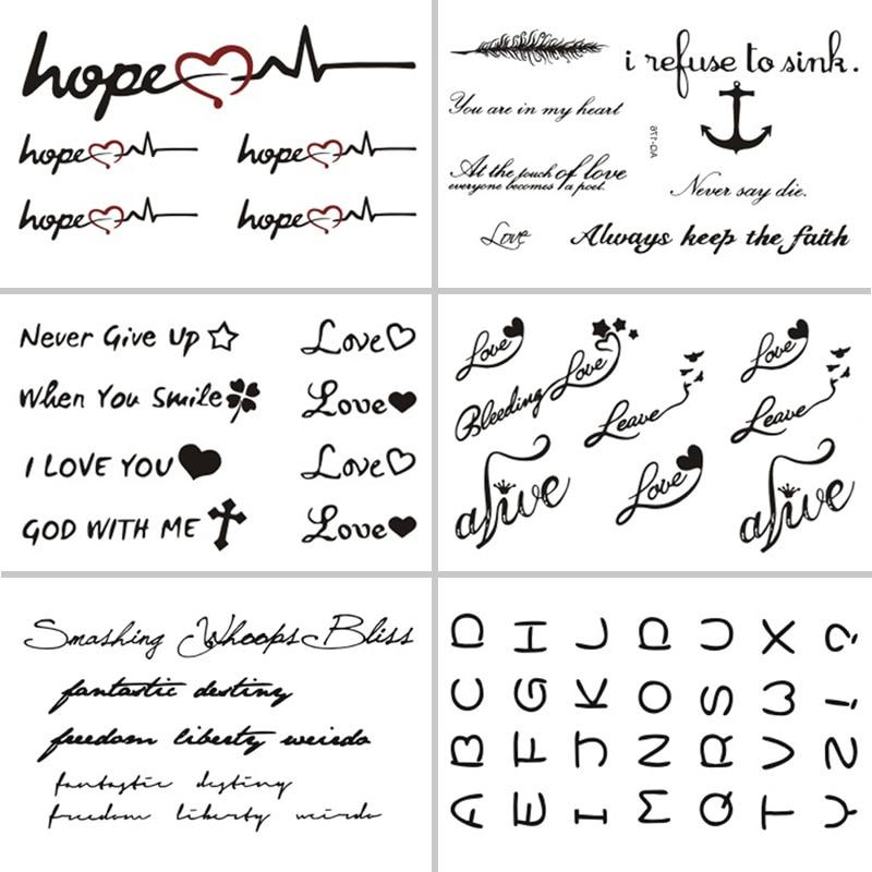 Wyuen Words Temporary Tattoo Stickers Letter Fake Tattoo for Adults Kids on Body Art Anchor Waterproof Tatoo for Man Woman L-032