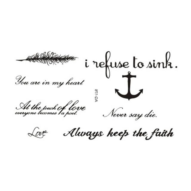 Wyuen Words Temporary Tattoo Stickers Letter Fake Tattoo for Adults Kids on Body Art Anchor Waterproof Tatoo for Man Woman L-032