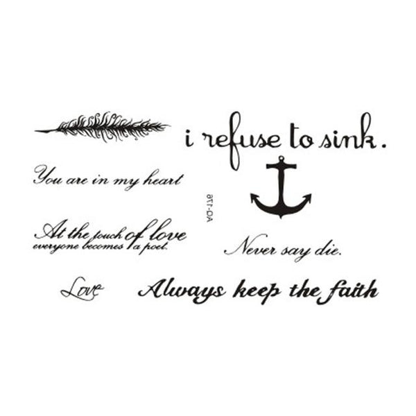 Wyuen Words Temporary Tattoo Stickers Letter Fake Tattoo for Adults Kids on Body Art Anchor Waterproof Tatoo for Man Woman L-032