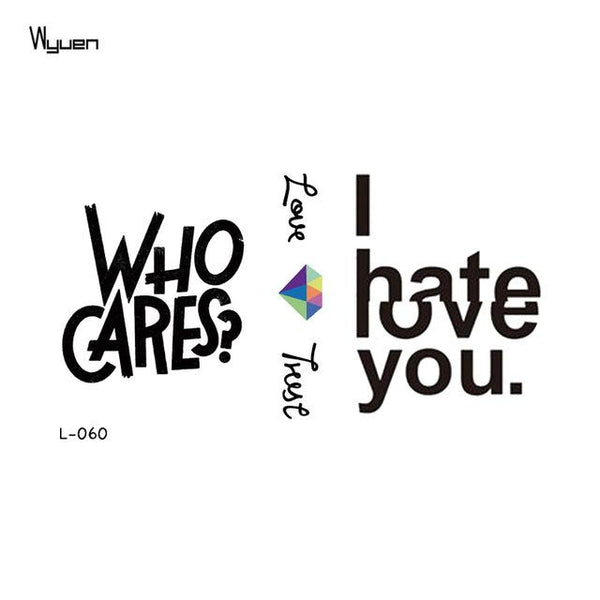 Wyuen Words Temporary Tattoo Stickers Letter Fake Tattoo for Adults Kids on Body Art Anchor Waterproof Tatoo for Man Woman L-032