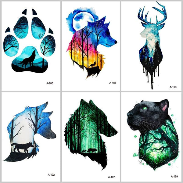 WYUEN Hot Design Wolf Head Animal Temporary Tattoo for Men Waterproof Tatoo Sticker Fashion Body Art A-027