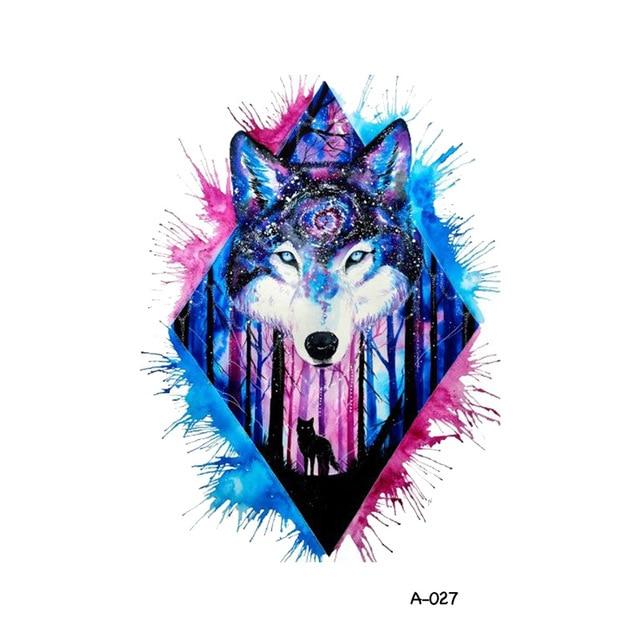 WYUEN Hot Design Wolf Head Animal Temporary Tattoo for Men Waterproof Tatoo Sticker Fashion Body Art A-027