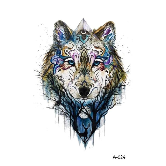 WYUEN Hot Design Wolf Head Animal Temporary Tattoo for Men Waterproof Tatoo Sticker Fashion Body Art A-027