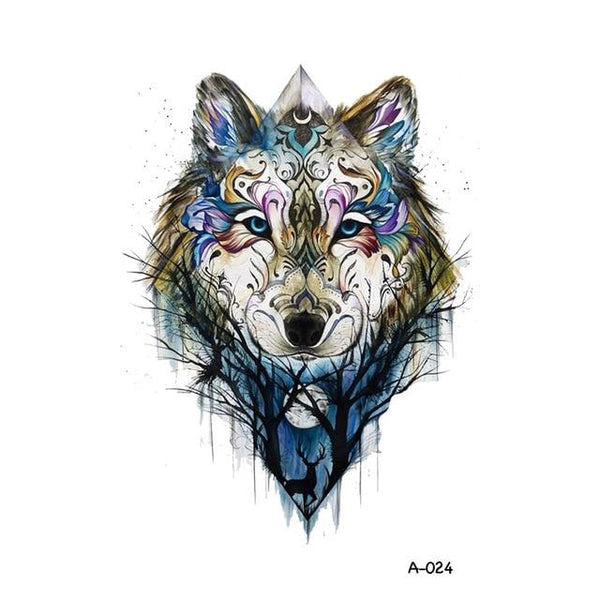 WYUEN Hot Design Wolf Head Animal Temporary Tattoo for Men Waterproof Tatoo Sticker Fashion Body Art A-027