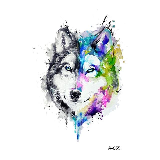 WYUEN Hot Design Wolf Head Animal Temporary Tattoo for Men Waterproof Tatoo Sticker Fashion Body Art A-027