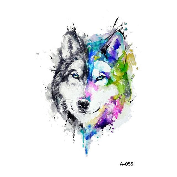 WYUEN Hot Design Wolf Head Animal Temporary Tattoo for Men Waterproof Tatoo Sticker Fashion Body Art A-027