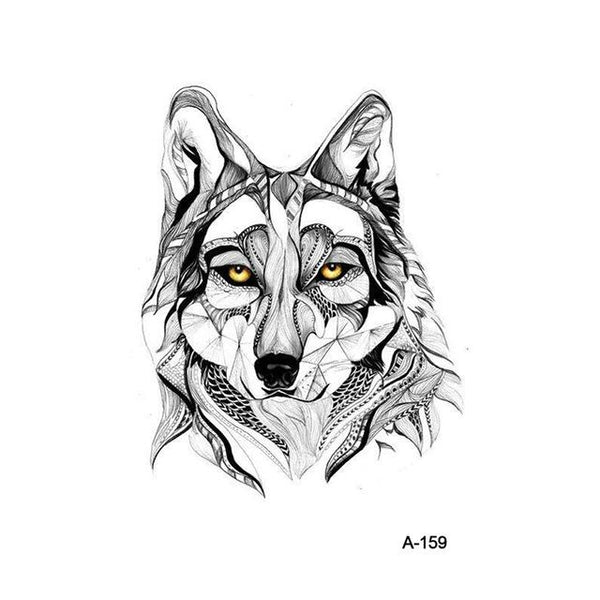 WYUEN Hot Design Wolf Head Animal Temporary Tattoo for Men Waterproof Tatoo Sticker Fashion Body Art A-027