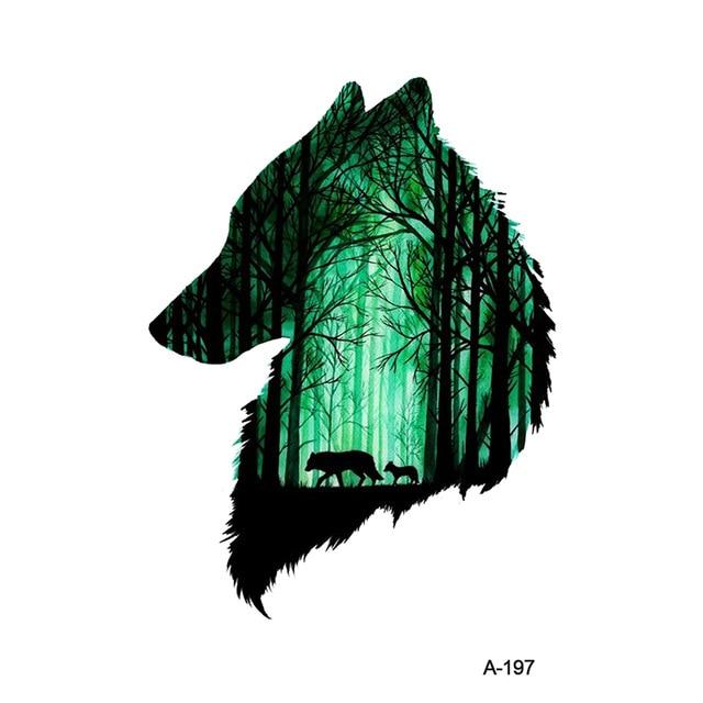 WYUEN Hot Design Wolf Head Animal Temporary Tattoo for Men Waterproof Tatoo Sticker Fashion Body Art A-027