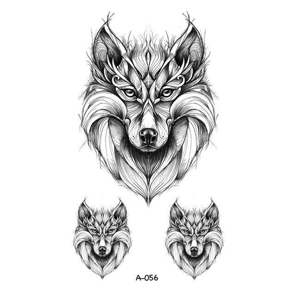 WYUEN Hot Design Wolf Head Animal Temporary Tattoo for Men Waterproof Tatoo Sticker Fashion Body Art A-027