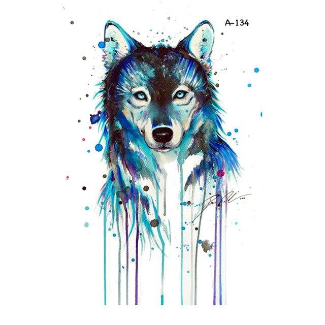WYUEN Hot Design Wolf Head Animal Temporary Tattoo for Men Waterproof Tatoo Sticker Fashion Body Art A-027