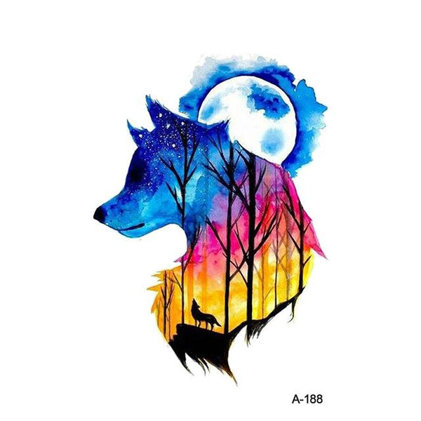 WYUEN Hot Design Wolf Head Animal Temporary Tattoo for Men Waterproof Tatoo Sticker Fashion Body Art A-027