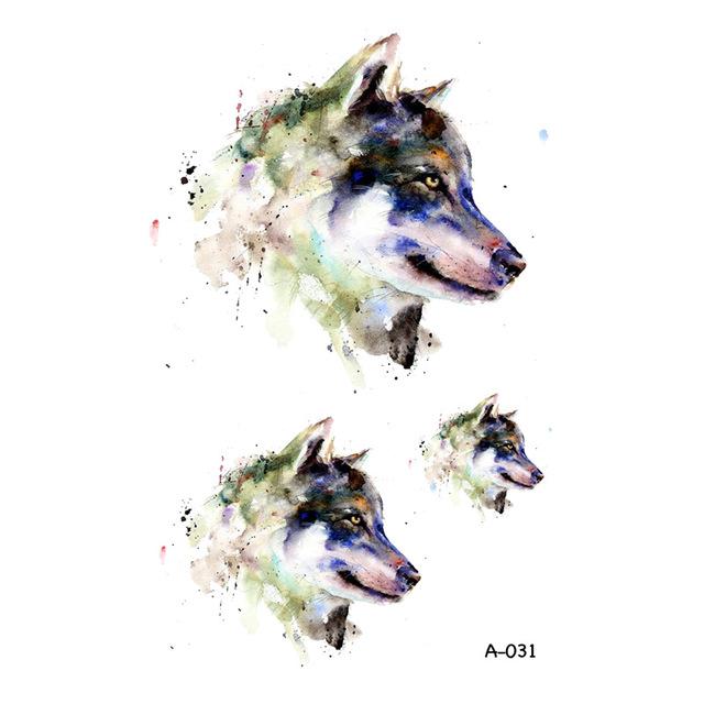 WYUEN Hot Design Wolf Head Animal Temporary Tattoo for Men Waterproof Tatoo Sticker Fashion Body Art A-027