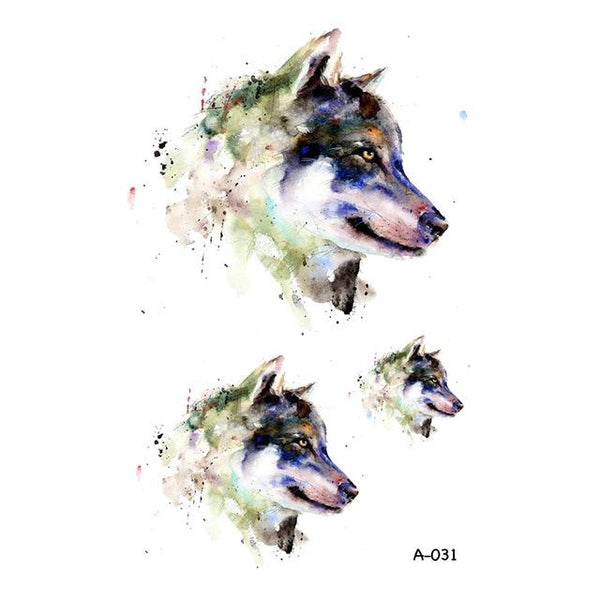 WYUEN Hot Design Wolf Head Animal Temporary Tattoo for Men Waterproof Tatoo Sticker Fashion Body Art A-027