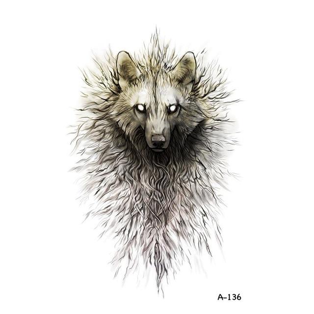 WYUEN Hot Design Wolf Head Animal Temporary Tattoo for Men Waterproof Tatoo Sticker Fashion Body Art A-027