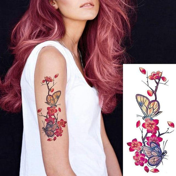 1Pcs Big Size Rose Flowers Temporary Tattoos Stickers Sexy Women Arm Shoulder Body Waterproof Flash Tattoo Stickers