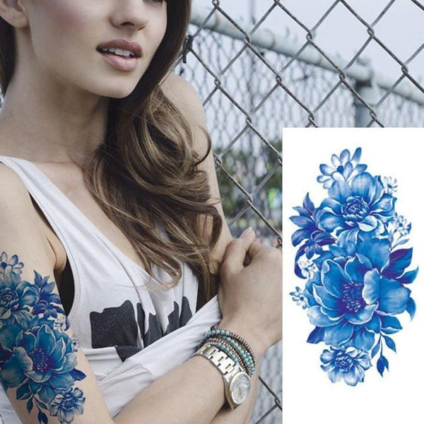 1Pcs Big Size Rose Flowers Temporary Tattoos Stickers Sexy Women Arm Shoulder Body Waterproof Flash Tattoo Stickers