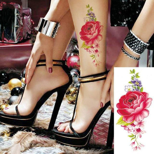 1Pcs Big Size Rose Flowers Temporary Tattoos Stickers Sexy Women Arm Shoulder Body Waterproof Flash Tattoo Stickers