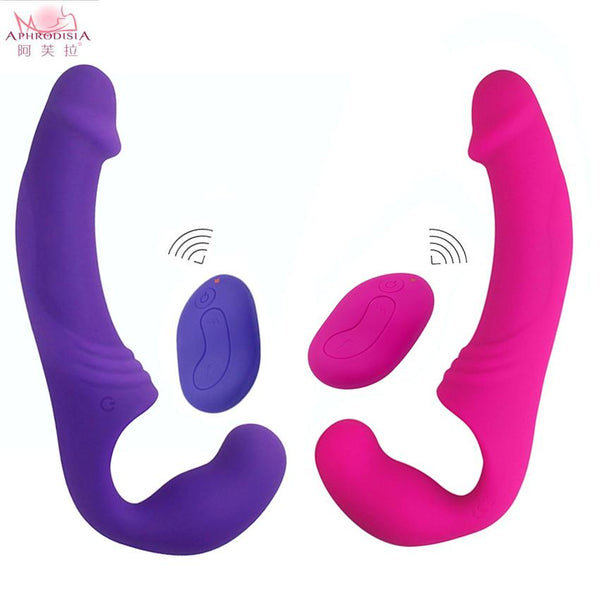 APHRODISIA Strapless Strap-on Dildo Vibrator for Couples Lesbian Wireless Remote Control Double Ended Vibrating Adult Sex Toys