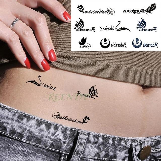 Waterproof Temporary Tattoo Sticker Black Devil Doesn't Sleep English Letters Flash Tatoo Fake Tatto Neck Wrist For Woman Men