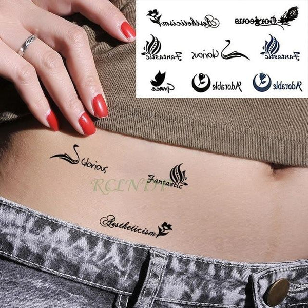 Waterproof Temporary Tattoo Sticker Black Devil Doesn't Sleep English Letters Flash Tatoo Fake Tatto Neck Wrist For Woman Men