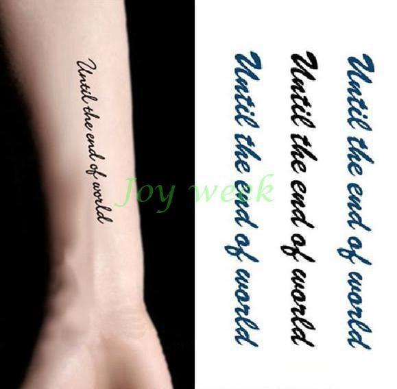 Waterproof Temporary Tattoo Sticker Black Devil Doesn't Sleep English Letters Flash Tatoo Fake Tatto Neck Wrist For Woman Men