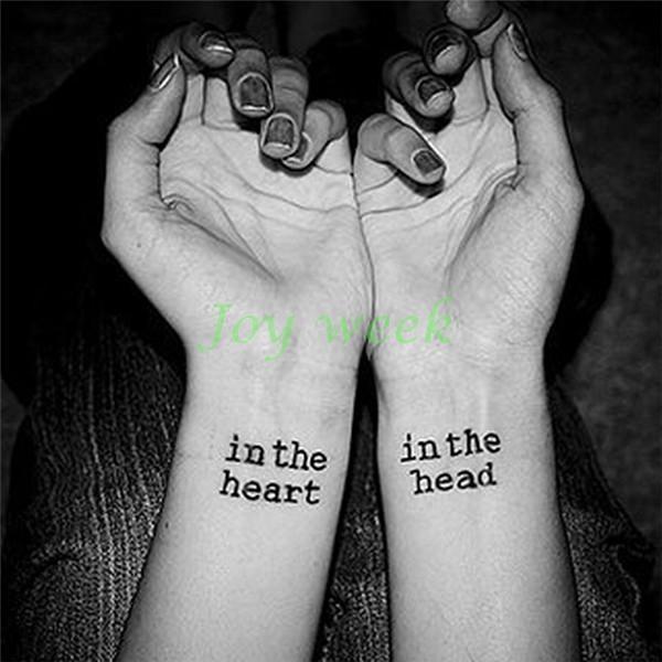 Waterproof Temporary Tattoo Sticker Black Devil Doesn't Sleep English Letters Flash Tatoo Fake Tatto Neck Wrist For Woman Men
