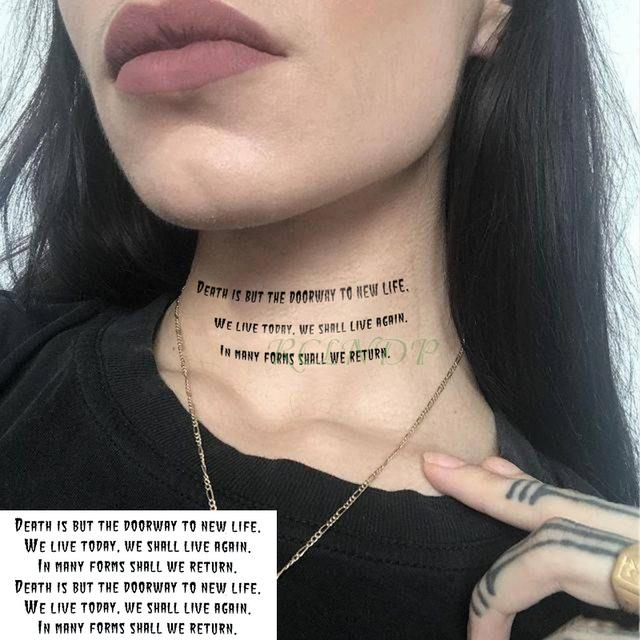 Waterproof Temporary Tattoo Sticker Black Devil Doesn't Sleep English Letters Flash Tatoo Fake Tatto Neck Wrist For Woman Men