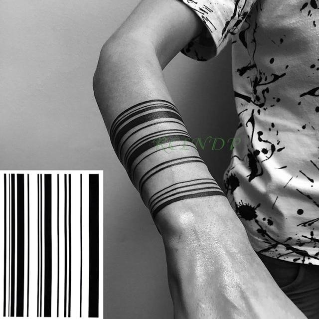 Waterproof Temporary Tattoo Sticker stripe Bar code streak line Fake Tatto Flash Tatoo Back leg Abdomen Arm for  Men Women
