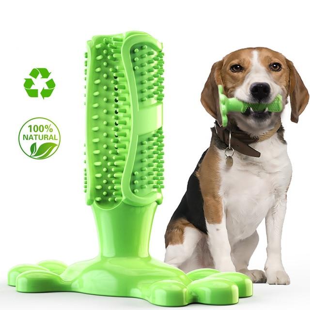 Wisedom Dog Toothbrush Stick-Puppy Dental Care Brushing Stick Effective Doggy Teeth Cleaning Massager Natural Rubber Bite Resist