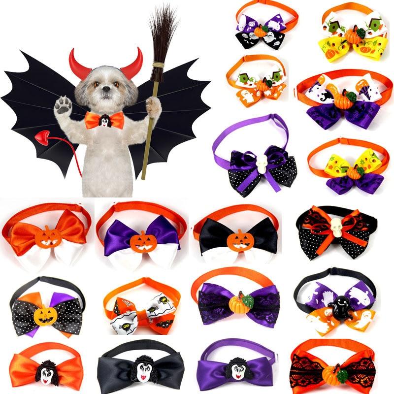 Pet Cosplay Supplies Halloween Black Bat Wings and pumpkin Witch Skull Tie for Dog Cat Funny Cosplay Costume Accessories