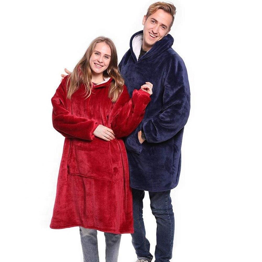 Outdoor hooded sweatshirt hoodie warm coats tilt hoodie Bathrobe sweater woolen pullover blanket for men and women