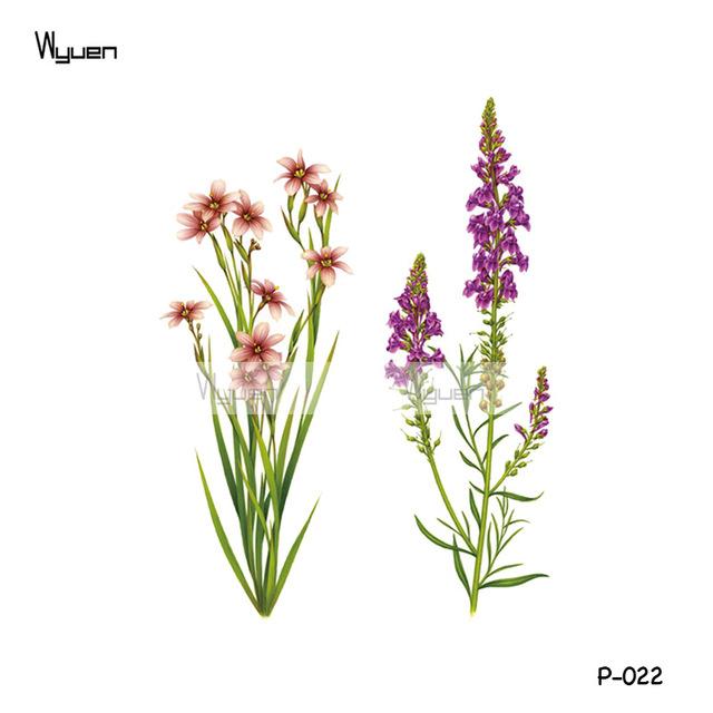Wyuen Flower Waterproof Temporary Tattoo Stickers for Women on The Body Art Blossom Fake Tattoo 9.8X6cm Translated Tatoo P-029