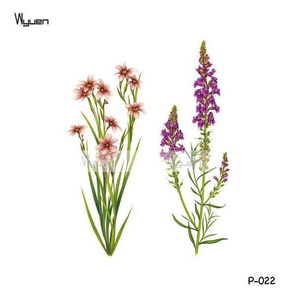 Wyuen Flower Waterproof Temporary Tattoo Stickers for Women on The Body Art Blossom Fake Tattoo 9.8X6cm Translated Tatoo P-029