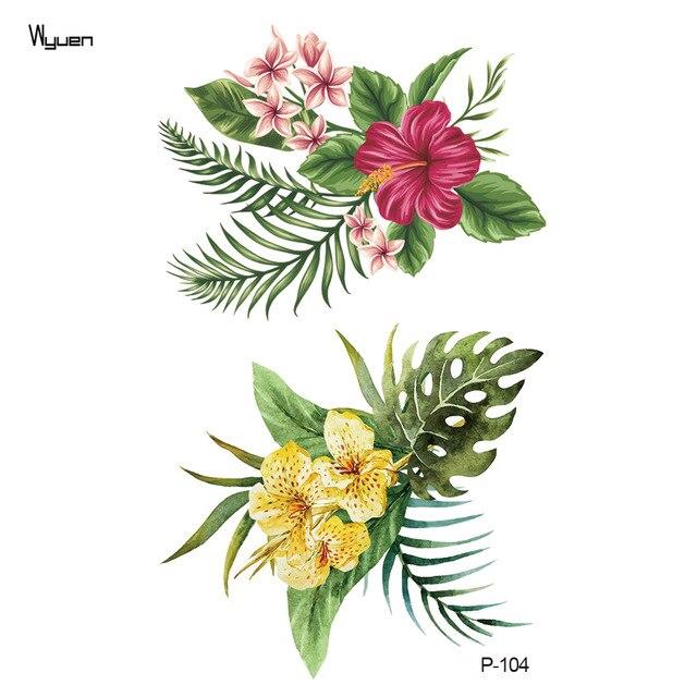 Wyuen Flower Waterproof Temporary Tattoo Stickers for Women on The Body Art Blossom Fake Tattoo 9.8X6cm Translated Tatoo P-029
