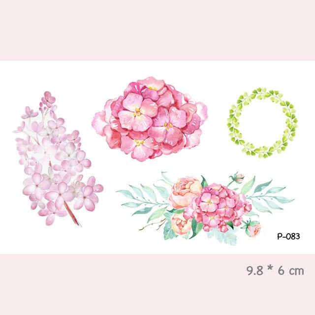 Wyuen Flower Waterproof Temporary Tattoo Stickers for Women on The Body Art Blossom Fake Tattoo 9.8X6cm Translated Tatoo P-029