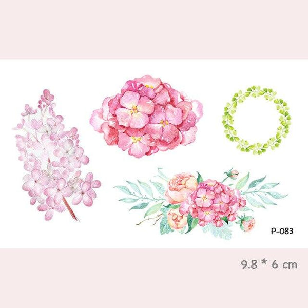 Wyuen Flower Waterproof Temporary Tattoo Stickers for Women on The Body Art Blossom Fake Tattoo 9.8X6cm Translated Tatoo P-029