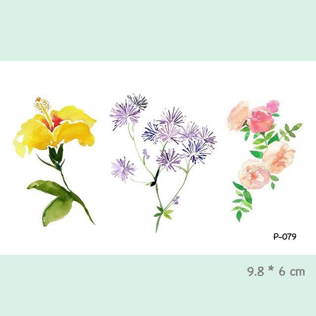 Wyuen Flower Waterproof Temporary Tattoo Stickers for Women on The Body Art Blossom Fake Tattoo 9.8X6cm Translated Tatoo P-029