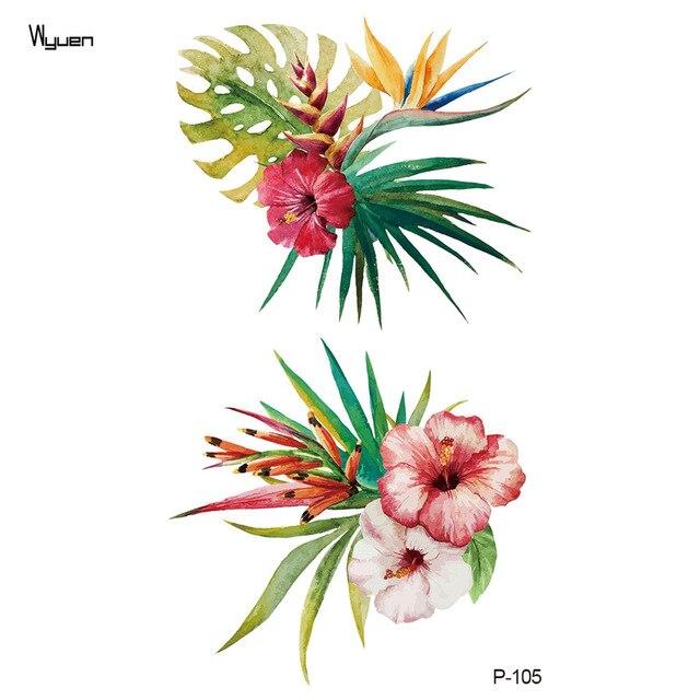 Wyuen Flower Waterproof Temporary Tattoo Stickers for Women on The Body Art Blossom Fake Tattoo 9.8X6cm Translated Tatoo P-029