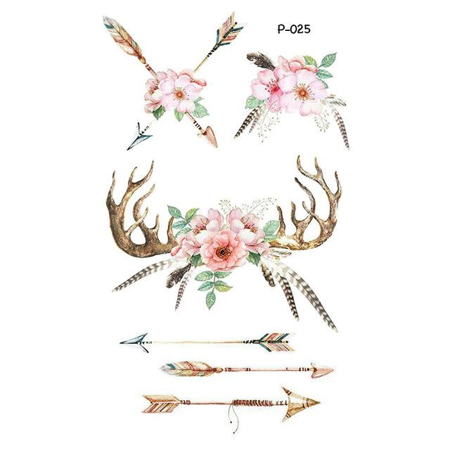 Wyuen Flower Waterproof Temporary Tattoo Stickers for Women on The Body Art Blossom Fake Tattoo 9.8X6cm Translated Tatoo P-029