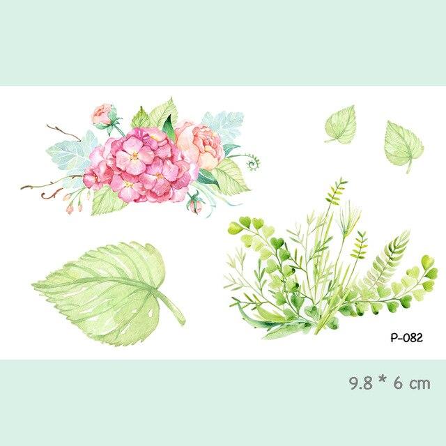 Wyuen Flower Waterproof Temporary Tattoo Stickers for Women on The Body Art Blossom Fake Tattoo 9.8X6cm Translated Tatoo P-029