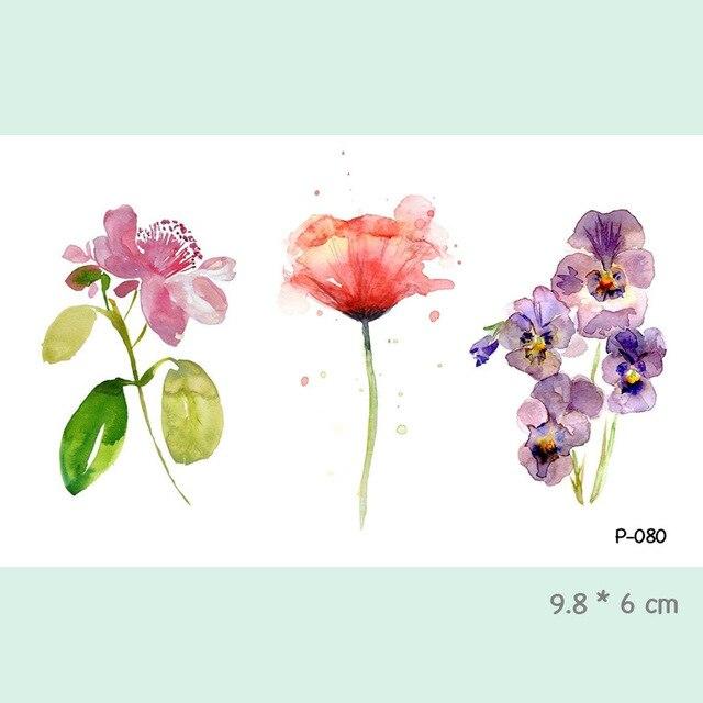 Wyuen Flower Waterproof Temporary Tattoo Stickers for Women on The Body Art Blossom Fake Tattoo 9.8X6cm Translated Tatoo P-029