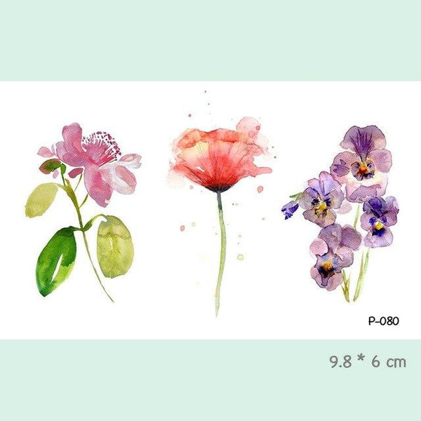 Wyuen Flower Waterproof Temporary Tattoo Stickers for Women on The Body Art Blossom Fake Tattoo 9.8X6cm Translated Tatoo P-029